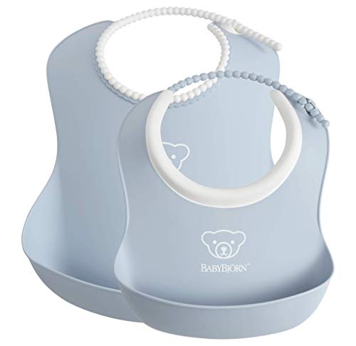 BABYBJÃ–RN Feeding Bib Set (Baby Bib + Small Baby Bib), Powder Blue
