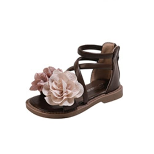 Girls Gladiator Sandals Flower Soft Princess Flat Shoes Cute Open Toe Breathable Summer Dress Sliders For Toddler Little Big Kids