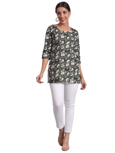 Image of PATLANI Women's Cotton Printed Short Fullstitched Kurti /Kurtas.