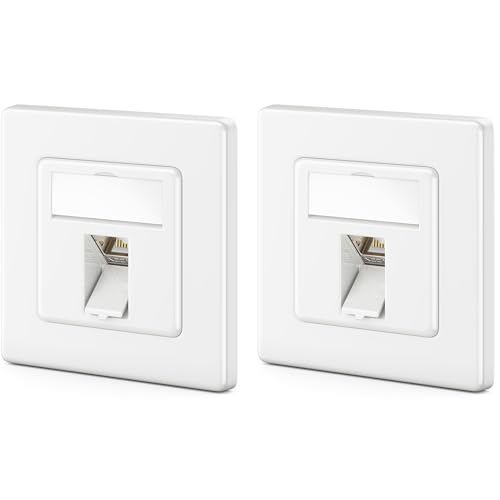 deleyCON 2x Juego de Tomas de Red CAT8 Keystone 2000 MHz 40 GBit/s Enrasado 2x Toma de Red + 2x Módulo Keystone con Toma RJ45 STP Apantallada Carcasa Metálica Conector de Datos Cable de Red