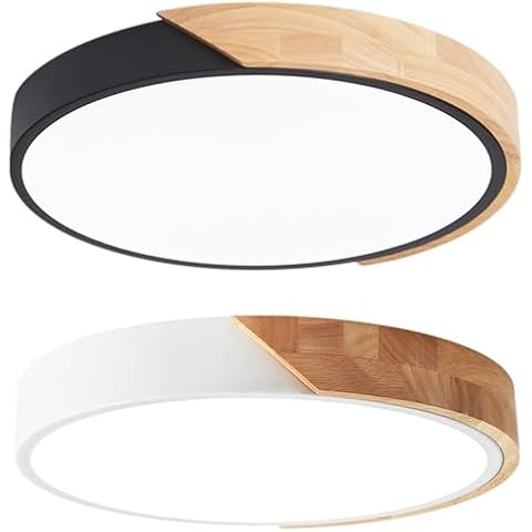 Wheatronic LED Flush Mount Ceiling Light Fixture Wood,16 inch Kitchen Light Fixtures Ceiling Mount 36W, Round Close to Ceiling Light Dimmable 5CCT for Bedroom,Kitchen,Living Room Cover