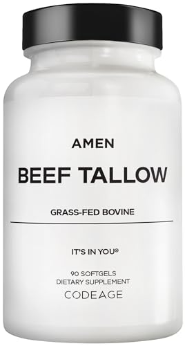Amen Grass-Fed Beef Tallow Whole Food Paleo Non-GMO 90 Softgels