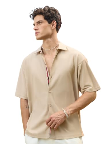 Chemise à manches courtes en coton mélangé léger et respirant pour été