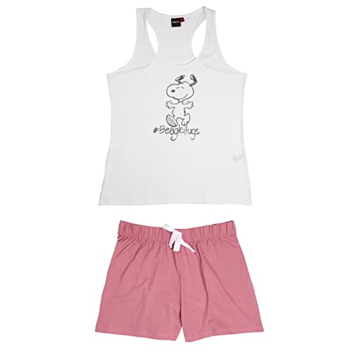 The Peanuts Schlafanzug für Damen - Snoopy Pyjama Set ohne Ärmel Oberteil...