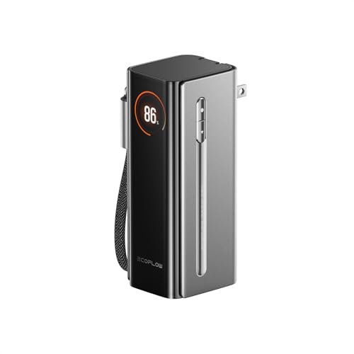 EcoFlow RAPID Pro 3-in-1モバイルバッテリー 10000mAh 67W【急速充電/モバイルバッテリー+折りたたみ式ACプラグ+USB-Cケーブル一台三役/大容量/2台同時充電/コンパクト設計/残量表示/過熱防止/iPhone、Android、PC、タブレット、ゲーム機、スマートウォッチ等各種機器対応/機内持ち込み可】