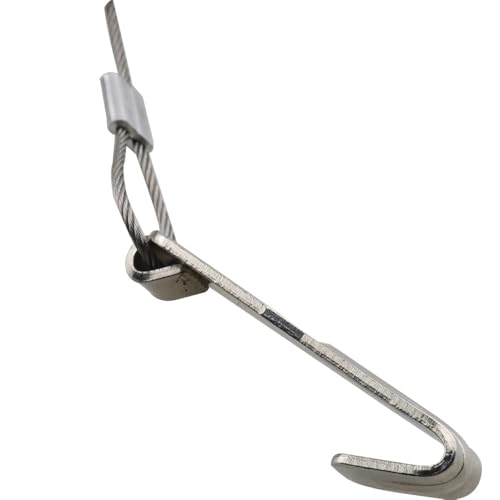 Image of 4PCS Adjustable Stainless Steel Wire Rope Hanging Hooks Single 2 Hooks 2m /6.56ft Art Museum Gallery Metal Hooks Hanging Picture Track Rope Picture Track Hanging Hooks