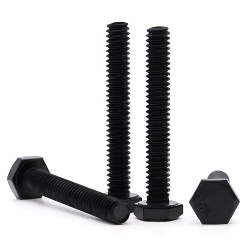 Image of Glvaner 3 /8-16 x 3-1 /2 inch Stainless Steel Hex Head Screws Bolts, Black Coated, 304 Stainless Steel 18-8, Hexagon Head Bolts, Full Thread, 8 pcs