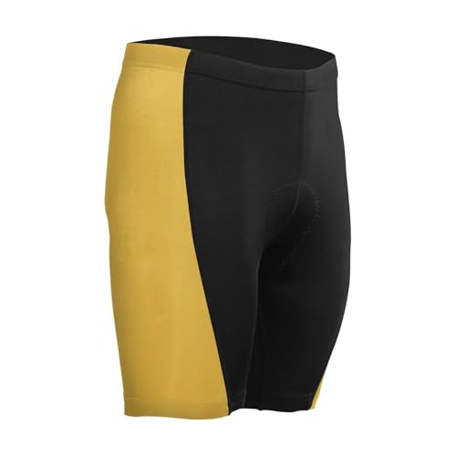 GuoChe Compressed Shorts, Men's Polyester Running Shorts, Exercise and Sports Gold Enrod Yellow