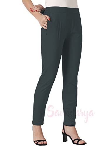 Image of Saundarya Women's Regular Fit Stretchable Cotton Trousers Pants