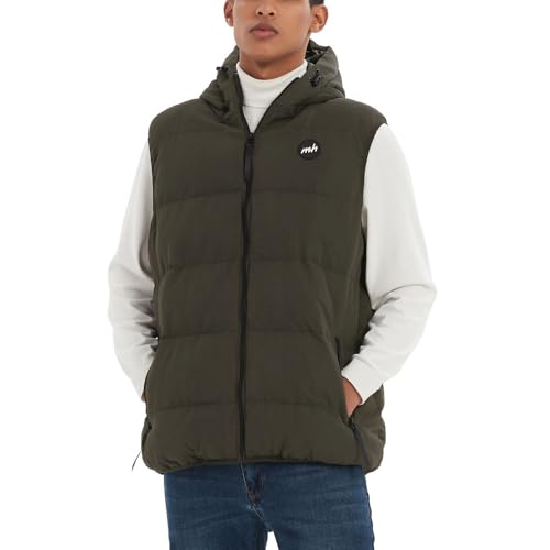 Image of MADHERO Men's Puffer Vest with Hood Water-Resistant Puffy Vests Outerwear Sleeveless Jacket
