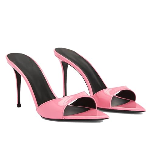 Women'S Leather Pointed Open Toe Stiletto Sandals Fashionable Slip-On High Heel Dress Mule Sandals Office Party Formal Slingback Pumps