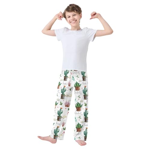 Succulent Cactus Love Boys Long Pants Soft Trousers Elastic Waist Kids Lounge Bottoms with Pockets S-XL2