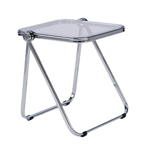 Mesa plegable de acrílico compacta y transparente, moderna bandeja de TV pequeña, escritorio plegable para ahorrar espacio en el hogar y áreas pequeñas (transparente)