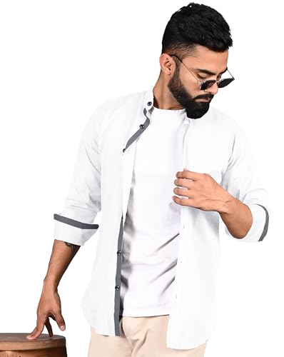 Image of Pinkmint Shirt for Men Cotton Spread Collar Button Down Long Sleeve Shirt Home, Regular, Home (Pack of 1) Purple