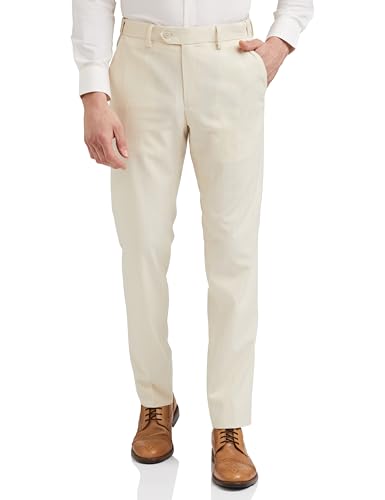 Image of Peter England Men's Slim Fit Mid Rise Solid Formal Trouser