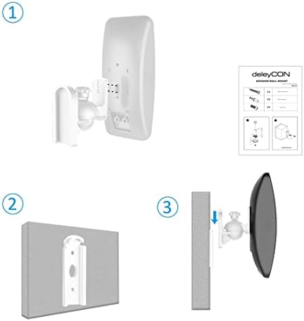 deleyCON 2x Universal Speaker Wall Mounts Loudspeaker Wall Mountings Tilt + Swivel & up to 3.5 Kg Load Weight - Ceiling Mounting + Wall Fitting - White