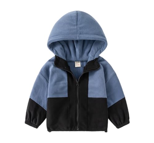 Toddler Kids Boys Girls Casual Padded Plus Velvet Thick Fleece Zipper Hoodie Jacket Fashion Block Color Pockets Coat