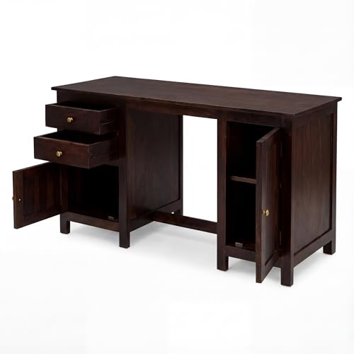 Image of SONA ART & CRAFTS Solid Sheesham Wood Study Table for Students Big Size with 2 Drawers & 2 Doors Wooden Study Desk Table Office Table for Work from Home Office Desk Computer Desk (Walnut Finish)