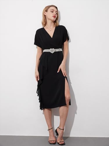 Women's fashion waistband pin buckle full diamond heart waistband with dress2