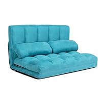 GOPLUS Vloerbank met 2 kussens, 3-in-1 bankbed & ligstoel & bank met 6 standen verstelbare rugleuning, 178 x 108 x 10 cm, klapbank met slaapfunctie, slaapbank voor woonkamer, slaapkamer (bruin