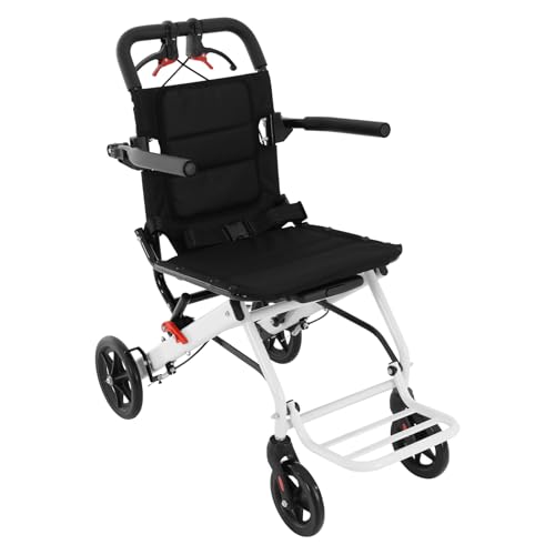 LyeXD Folding Transport Wheelchair with Footrests, Aluminum Wheelchairs for Adults Transport Chair Lightweight Foldable with Storage Bag, Folding Travel Transfer Wheel Chairs Support 220lbs