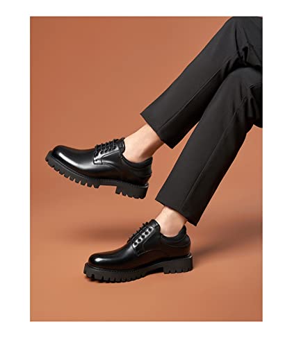 LAZIRO Top Layer Cowhide Business Casual Round Toe Low-top Leather Shoes Men's Thick Bottom Raised Leather Soft Bottom Tooling Men's Shoes3