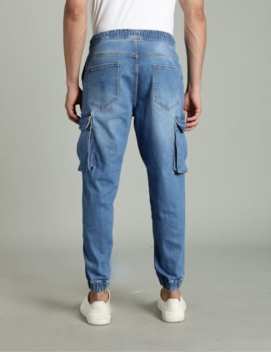 Image of INKD Men's Regular Fit Joggers - Mid -Rise | Cotton Blend | Stretchable Fabric| Elasticated Waistband | Jeans for Men (Available in Plus Sizes)