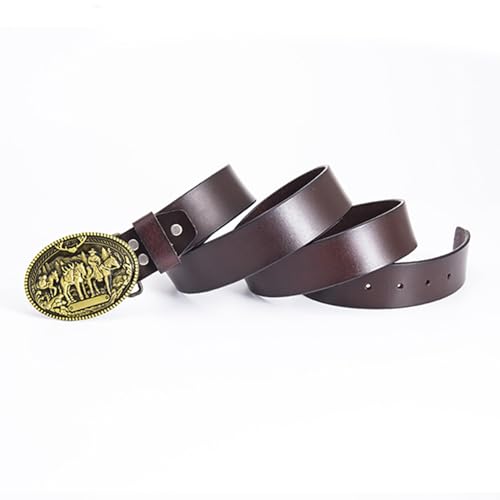 Unisex 38mm Wide Leather Belt With Punk Biker Western Rodeo Running Horse Buckle For Jeans3