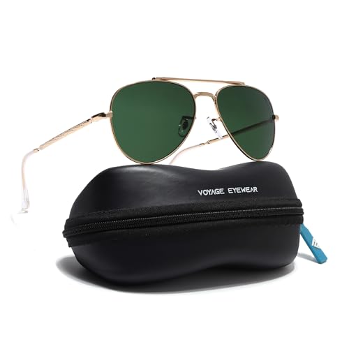 Image of Voyage Aviator Polarized Sunglasses for Men & Women (Black Lens | Grey Frame - MG7619)