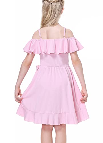 Mebius Girls Off Shoulder Dresses Flowy with Pockets Summer Ruffle Wrap Dress Casual Party Graduatoin Kids Dress2