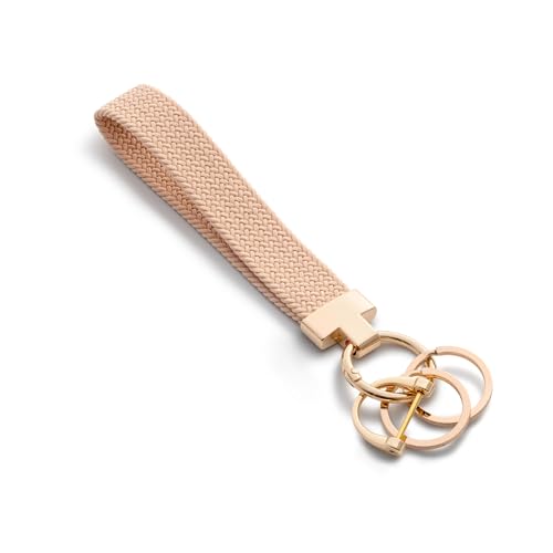 CHUQING Llavero elegante con cordón corto para coche para mujer, moderno, elástico, llavero para coche, Rosa