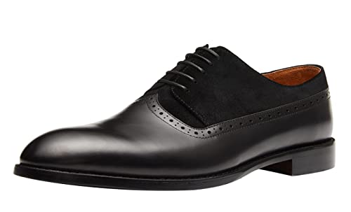 Santimon Men's Oxfords Leather Business Casual Formal Dress Shoes Wingtip Brogue Tuxedo Wedding Shoes for Men