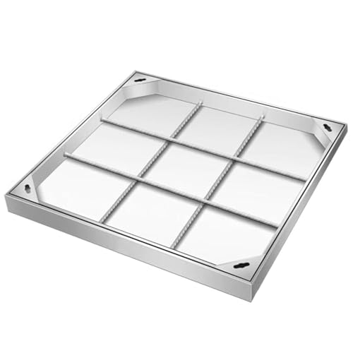 CucCe Tapa de registro invisible y marco Tapa de registro y marco de acero inoxidable - Tapa de cámara de inspección con decoración invisible, tapas de alcantarilla empotradas(19.7x19.7x2in)