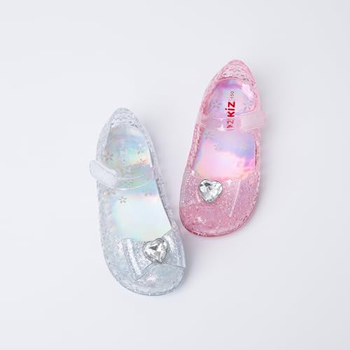Ozkiz Sparkly Jelly Sandals for Girls – Lightweight Slip-On Design, Glitter Finish, Cushioned Insole, Flexible Sole, Heart Jewel Accent4