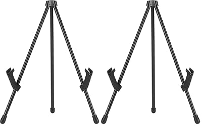 Amazon Basics Tabletop Instant Easel, Black Steel, Portable Tripod for Paintings, Signs, Posters, Adjustable Display (Pack of 2)