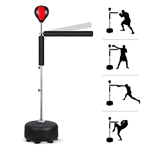 Innolife Boxen Spinning Bar Reflex Ball Schlagen Geschwindigkeit Training Ausrüstung Verbrennen Kalorien Stabil Freistehend Einstellbare Höhe Wasserbare Basis für Erwachsene, Jugendliche und Kinder Cover