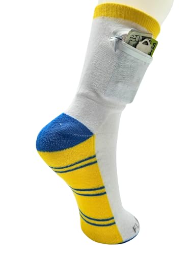 Image of Zipper Sock Wallet - Cotton & Polyester Zipper Socks with Pockets - Fits shoe size 6-13