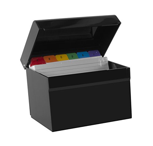 Caja de fichas Osco organizadora con 100 tarjetas y pestañas de colores en negro