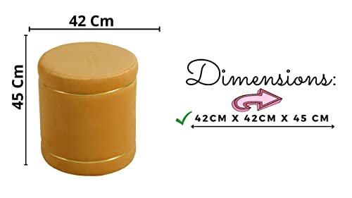 Image of Pouffes Sitting Stool for Living Room, Puffy Wooden Ottoman | Round Pouffe for Living Room & Bedroom | Pouf for Office & Home Decoration & Modern Seating Stool (Cmbo-Beige)