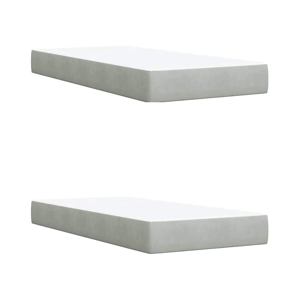 Cama con somier de 200 x 200 cm, terciopelo gris claro, con colchón de muelles ensacados y colchón, cama doble moderna de montaje rápido, para dormitorio, habitación de invitados, accesorios
