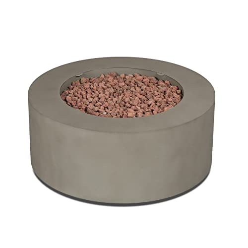 Real Flame Aegean Round Propane Fire Table for Outdoors in Mist Gray