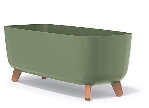 Prosperplast Gracia Case Rechteckiger Blumentopf - 24 x 58 x 23,5 cm -für Innen und Außen - Pflanztopf - Wetterfester Garten-Pflanztopf mit Abnehmbarer Einlage - Kräutertopf Blumenkübel, Grün