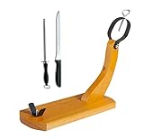BRIBENTA JAMONERO. Antideslizante y Económico. Soporte de Madera. CUCHILLO Jamonero y CHAIRA de REGALO. Jamonero para uso PROFESIONAL Y DOMÉSTICO.