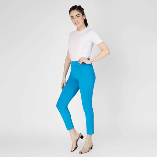 Image of ON&ON Women's Cotton Stretchable Slim Fit Straight Pants Trouser for Casual Wear and Office Wear