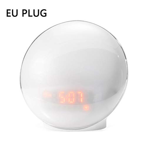 KinshopS Multi-Function LED Electronic Alarm Clock Simulated Sunrise And Sunset Nature Wake-Up Sleep Music Colorful Night Light
