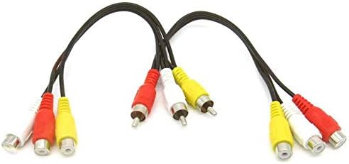 RCA AV Splitter Cable RCA Y Splitter Extension Audio Video 3 RCA Male Jack to 6 RCA Female Plug Composite Video Splitter Adapter Output Cables Cord 12inch