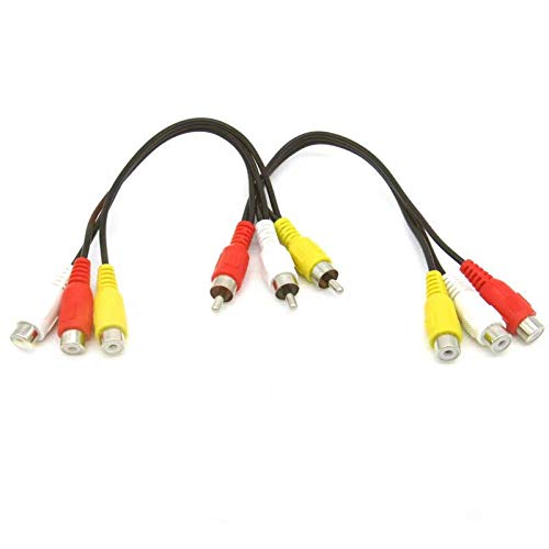 RCA AV Splitter Cable RCA Y Splitter Extension Audio Video 3 RCA Male Jack to 6 RCA Female Plug Composite Video Splitter Adapter Output Cables Cord 12inch