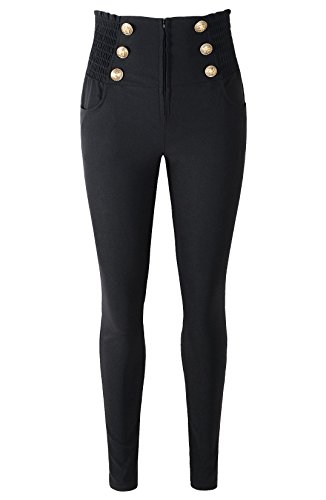 Penelope Vintage Women's 50s Retro Rockabilly Style High Waist Pinup Pants (L, Black)