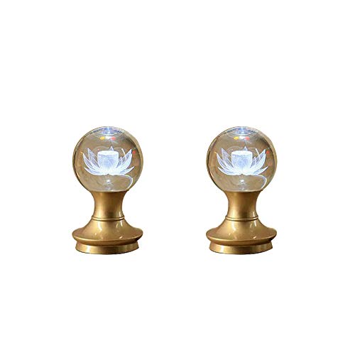 蓮華灯 蓮の花 造花 光る蓮の花 仏花 ロータス 蓮華 水晶玉 2個セット USB LED はすはな インテリア照明 お盆 仏具 仏壇 仏前 法事 法要 お彼岸 葬式 命日 霊前灯 (白光)