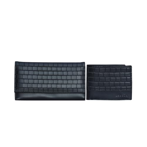 Image of ESBEDA Black Color Combo Men's and Women Wallets Gift Set With Branded Box Packing - 17004